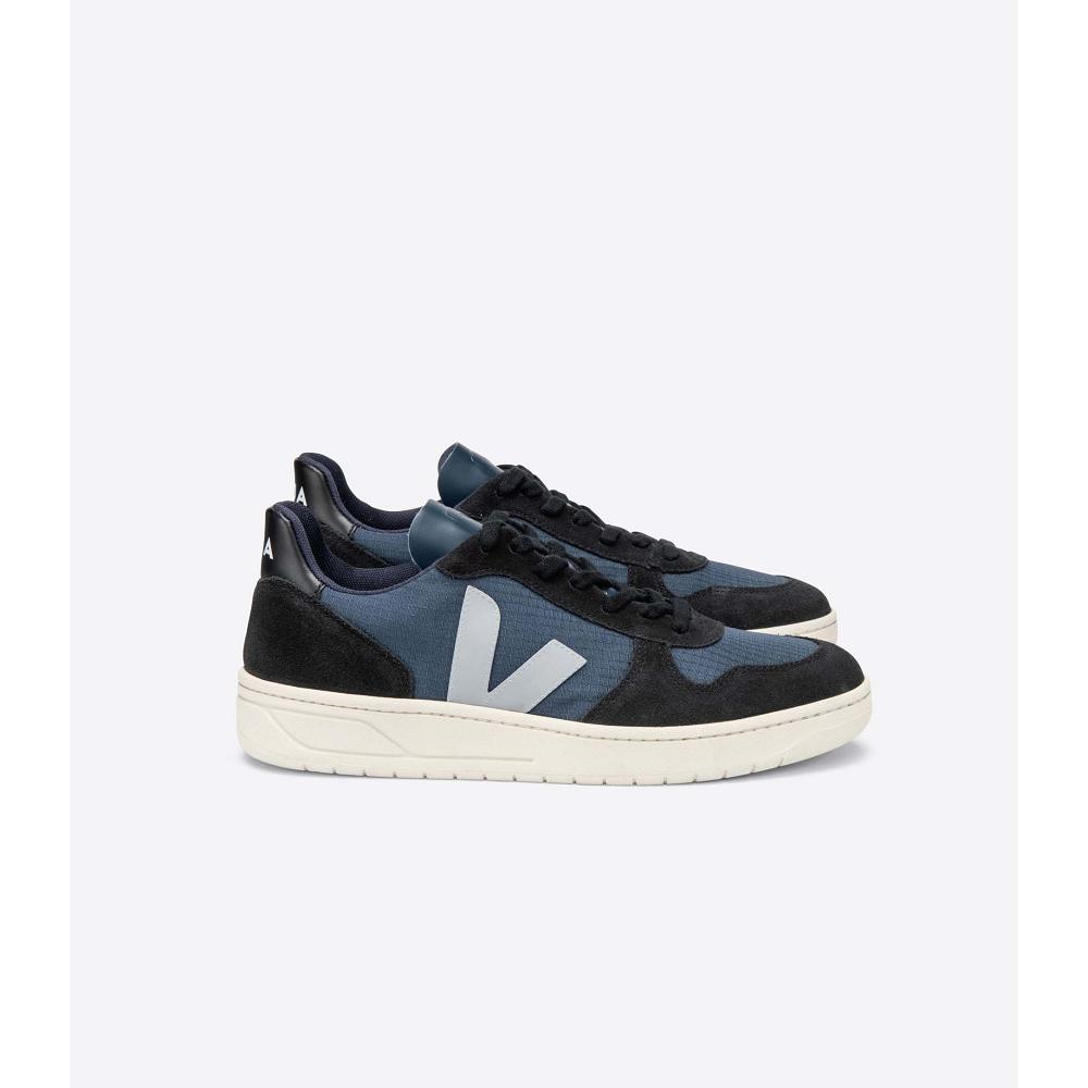 Veja V-10 RIPSTOP Men\'s Sneakers Black/Blue | NZ 326NWY